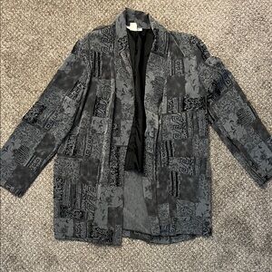 Gray and Black Lightweight Shirt Jacket with Washed Texture